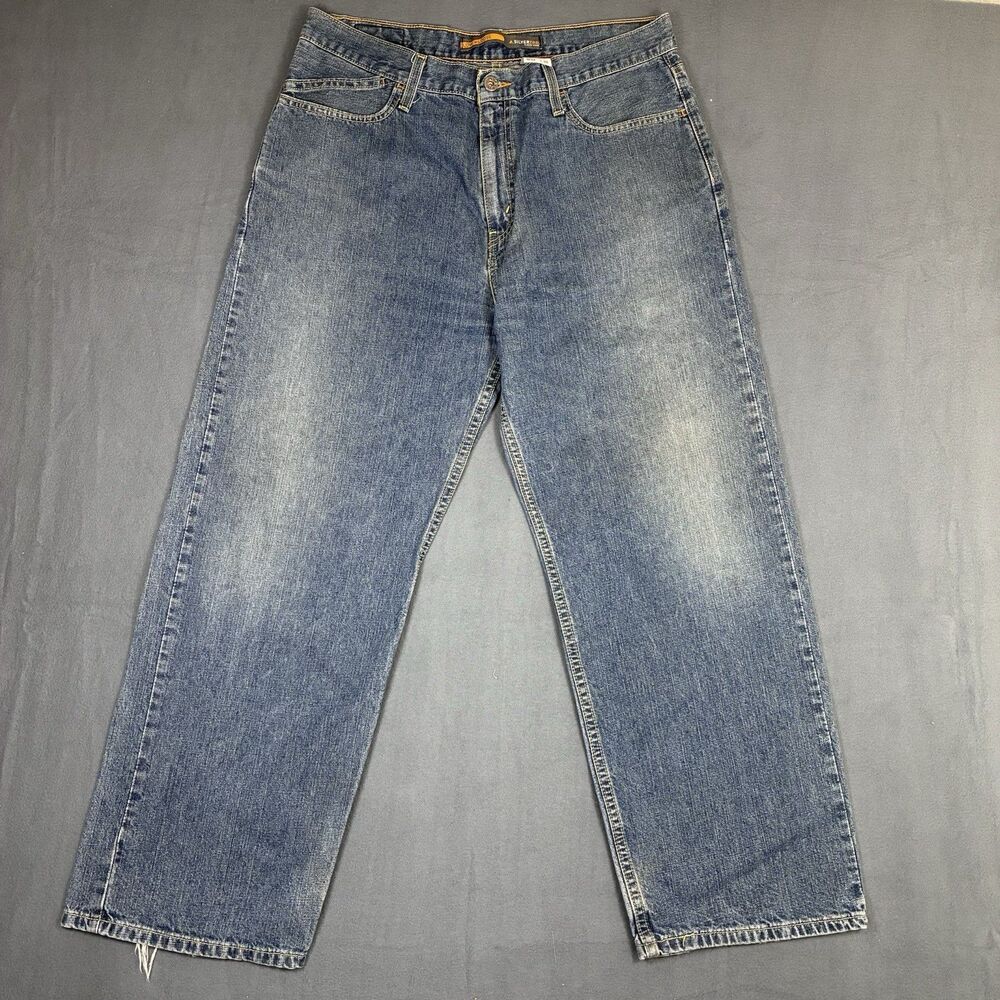 Vintage Levis Silvertab Low Loose Jeans Sz 34x30 Blue Denim 00s Y2K Wide Leg